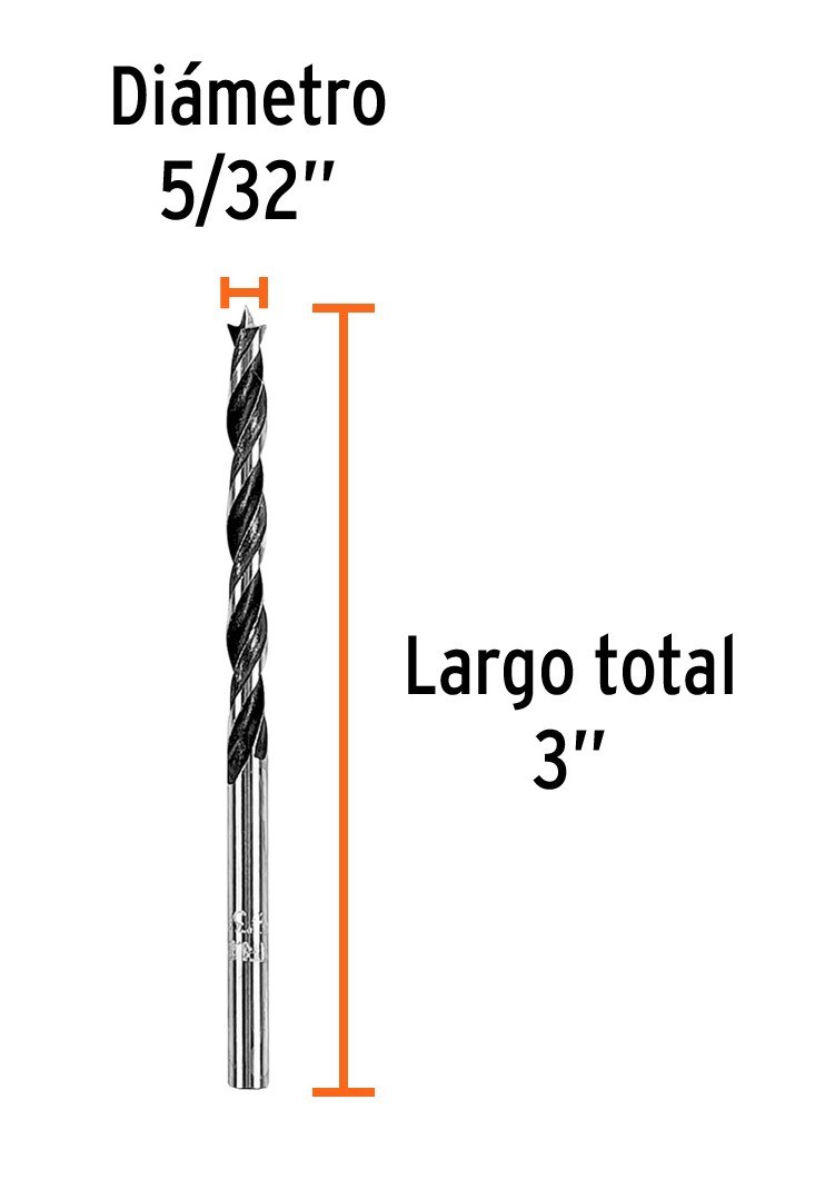 Broca con punta centradora para madera 5/32", TRUPER