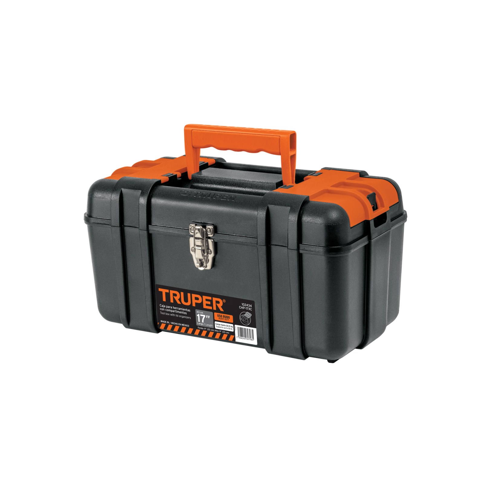 Caja para herramienta 17" compartimentos y broches metálicos