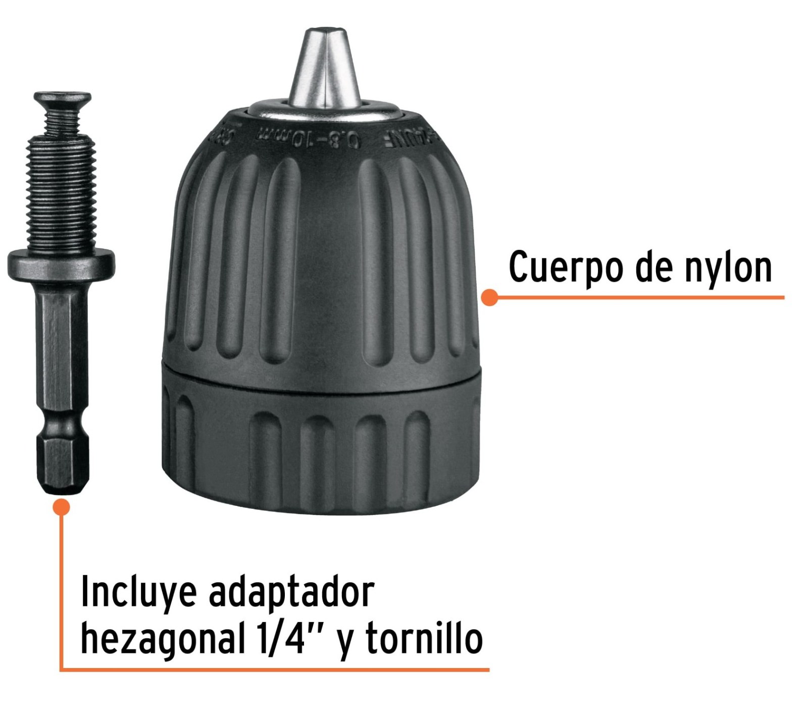 Broquero 3/8" sin llave y adaptador hexagonal 1/4", TRUPER