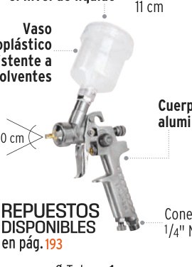 Pistola p/retoque gravedad HVLP vaso plástico, 1 mm, TRUPER