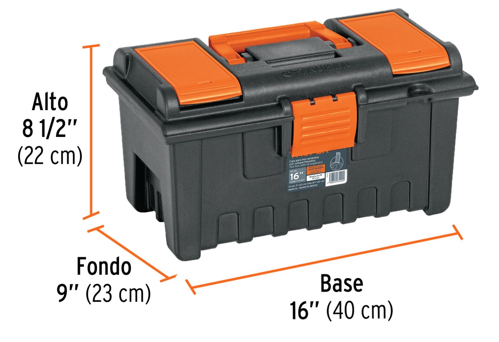 Caja para herramienta de 16" con compartimentos, TRUPER