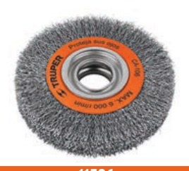 Carda alambre ondulado 6" x 1-1/8" para esmeril, TRUPER