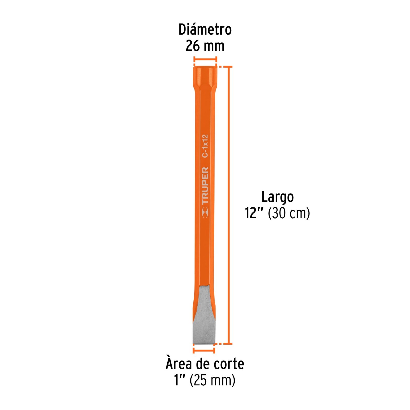 Cincel de corte frío de 1 X 12", TRUPER