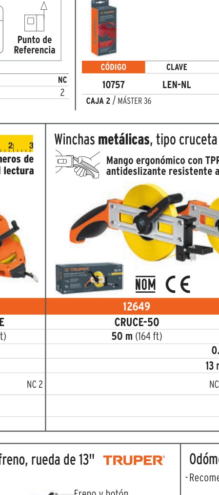 Cinta métrica larga 50 m, metálica, tipo cruceta, TRUPER