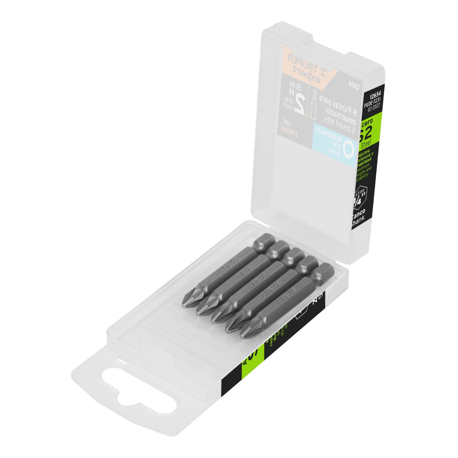 Estuche con 5 puntas hexagonales de 5/16mm largo 2", EXPERT