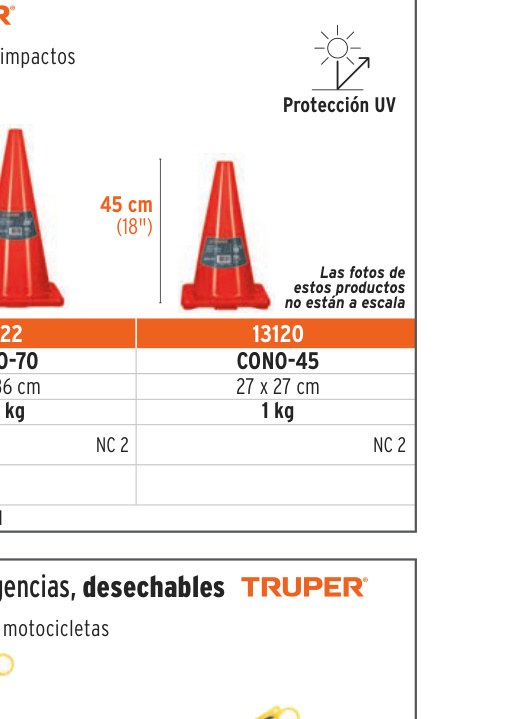 Cono de precaución de 45 cm de PVC, TRUPER