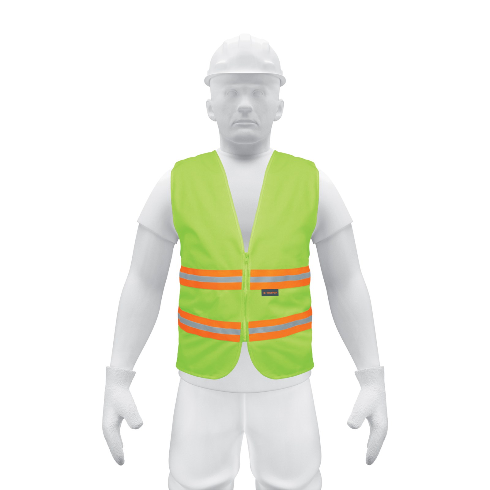 Chaleco de seguridad verde alta visibilidad con cierre