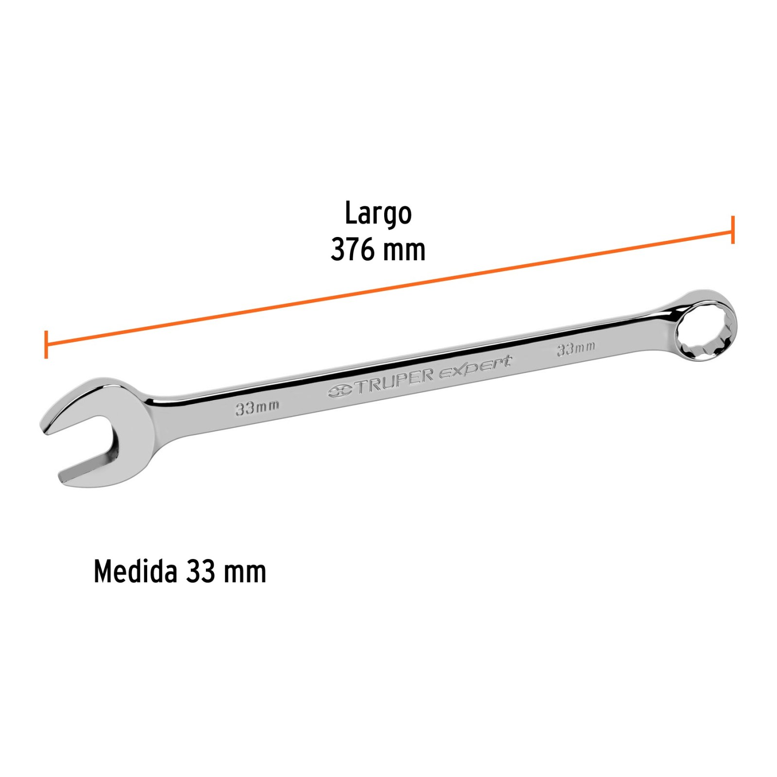 Llave combinada extralarga 33 mm x 376 mm de largo, EXPERT