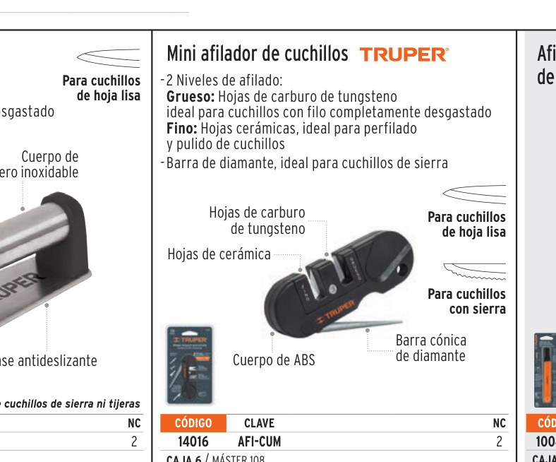 Afilador de cuchillos, de bolsillo, TRUPER
