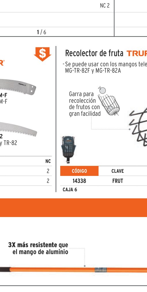 Recolector de fruta, sin mango, TRUPER