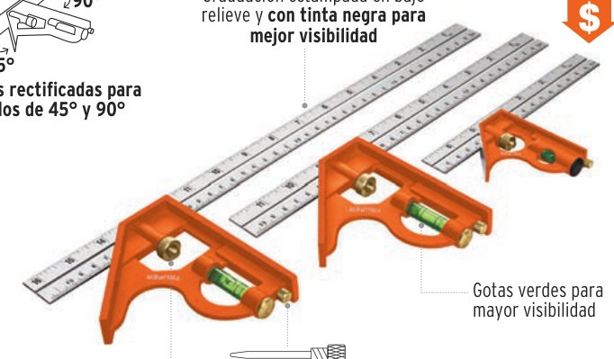 Escuadra 7" de combinación con punzón para marcar, TRUPER