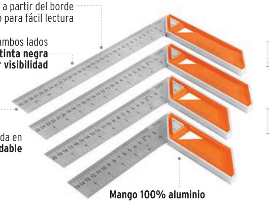 Escuadra 6" para carpintero con mango 100% de aluminio