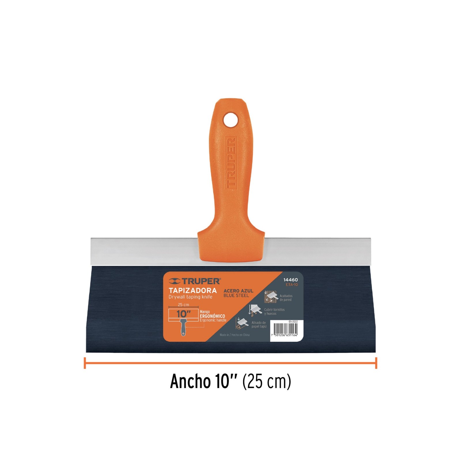 Espátula tapizadora de 10" acero al medio carbono, TRUPER