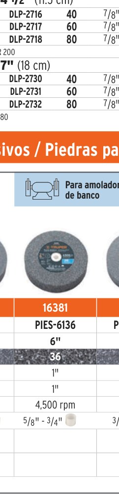 Rueda abrasiva p/esmeril 6"x19mm, óxido aluminio, grano 60