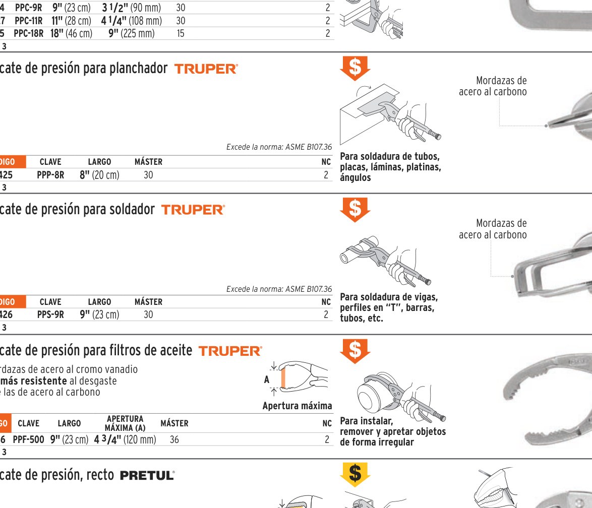 Pinza de presión 9" soldadora, TRUPER