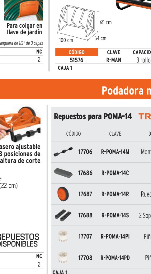 Rueda con inserto de repuesto para podadora POMA-14, TRUPER