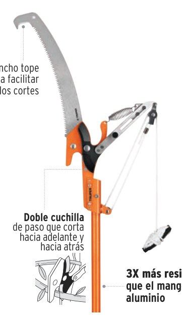 Cortador de ramas altas mango telescópico 3.6 m fibra vidrio