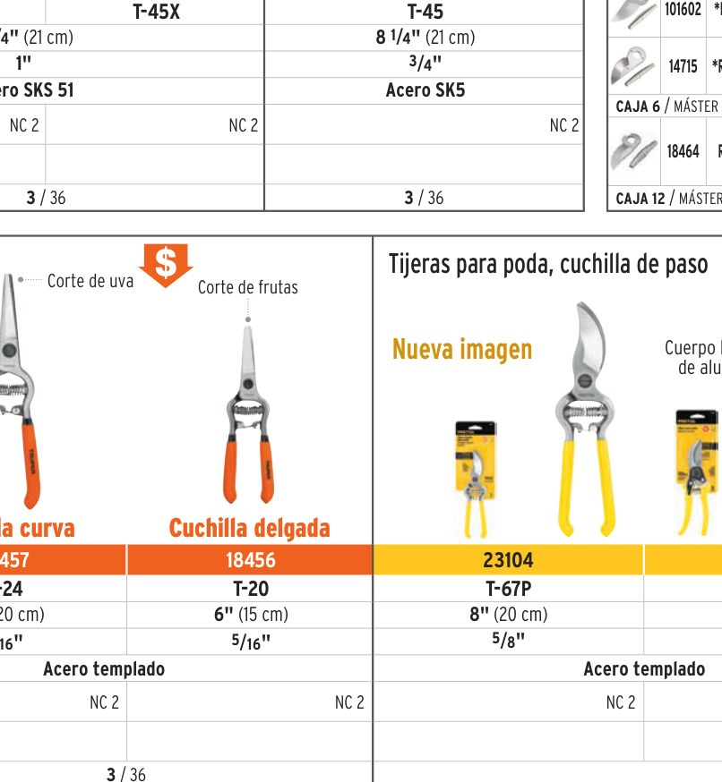 Tijera forjada para poda 6", recta, corte de frutas, TRUPER