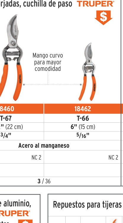 Tijera forjada para poda 6 1/2" para jardinería, TRUPER