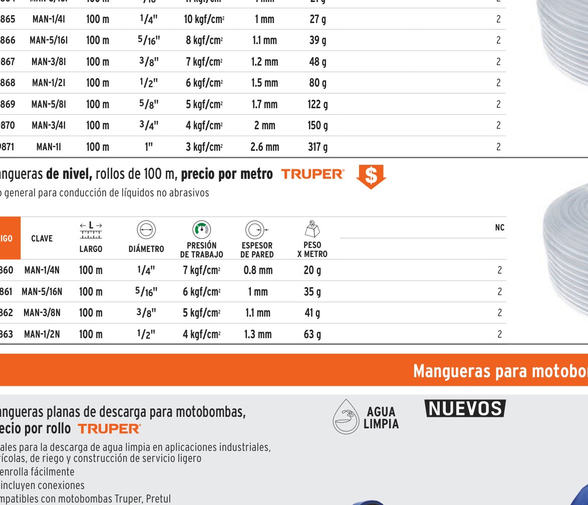 Metro de manguera 3/8" de nivel en rollo de 100 m, TRUPER