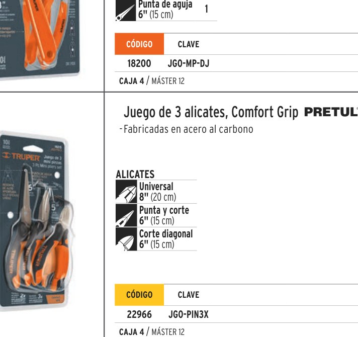 Juego de 3 pinzas 3 mango Comfort Grip, PRETUL
