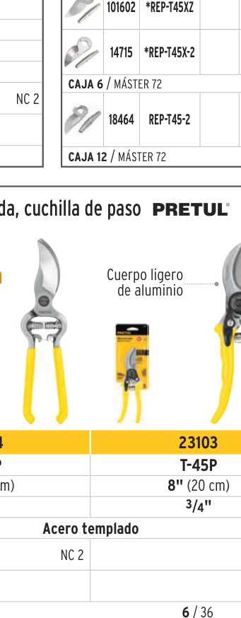 Tijera para poda 8" cuchilla de paso, PRETUL