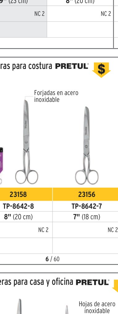 Tijera 7" para costura, de acero inoxidable, PRETUL