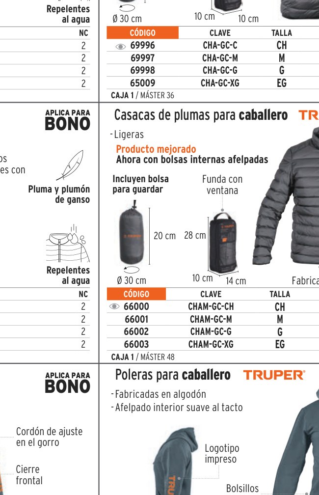 Chamarra de plumas ligera para hombre, gris, CH, TRUPER